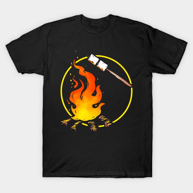 Adventurers Grill Marshmallows At The Campfire While Camping T-Shirt by SinBle